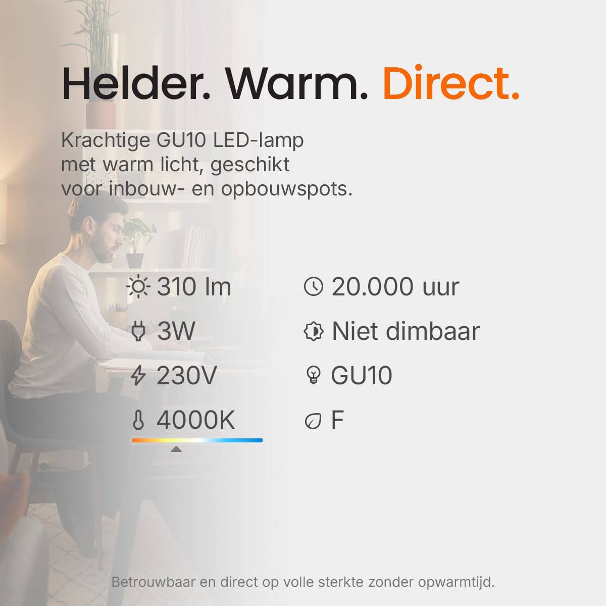 Kobi LED Spot PAR16 GU10 Helder - 3W 270lm 4000K - Neutraalwit - Vervangt 27W-3