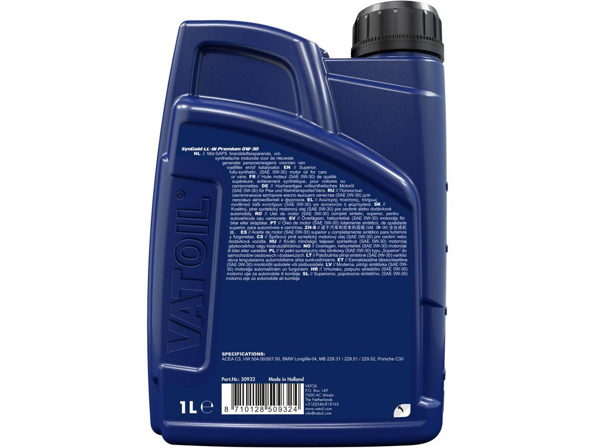 Vatoil Motorolie SynGold LL-III Premium 0W-30 1Liter-0