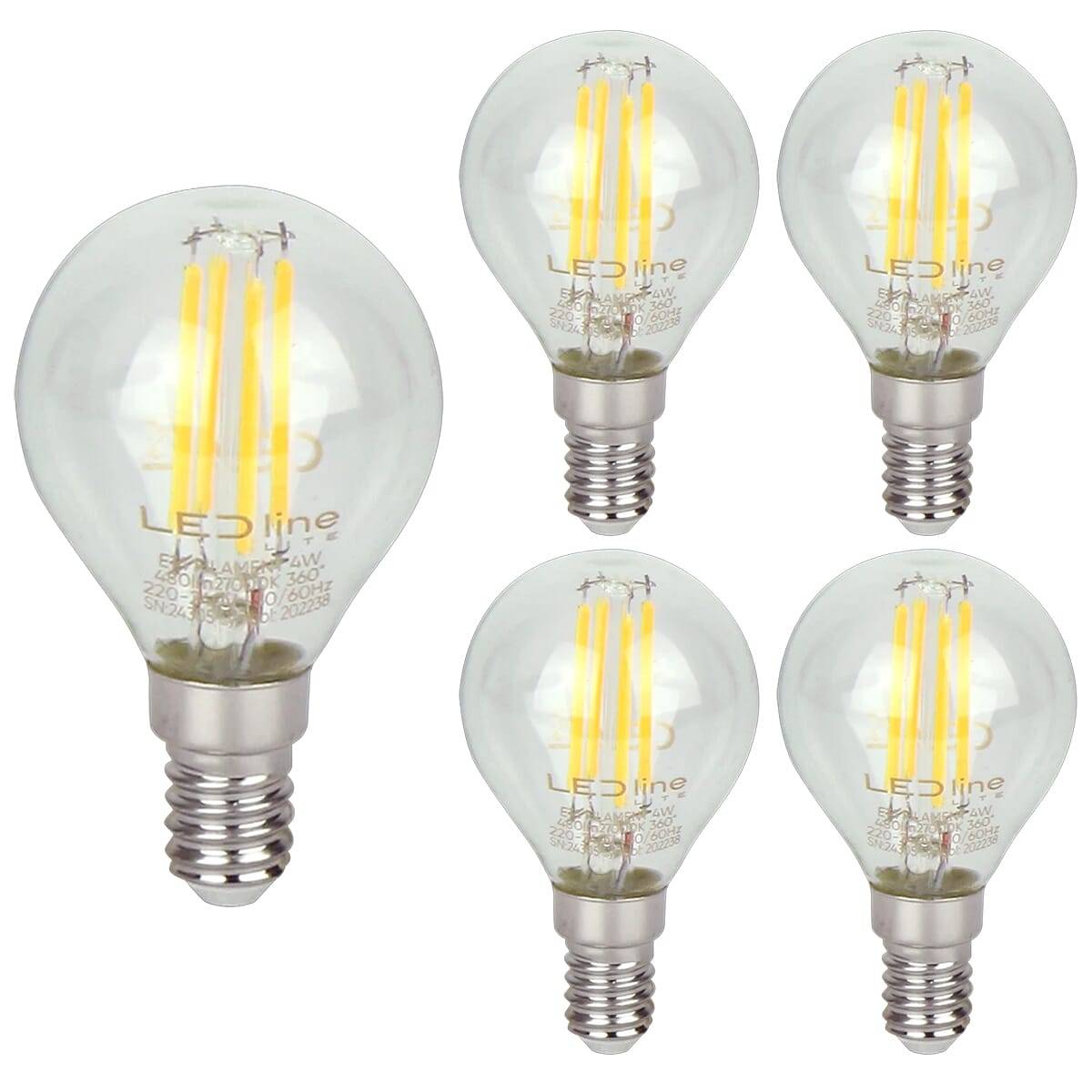 LED Line LED Kogellamp P45 E14 Helder - 4W 480lm 2700K - Warmwit - Vervangt 35W - 5 stuks-0