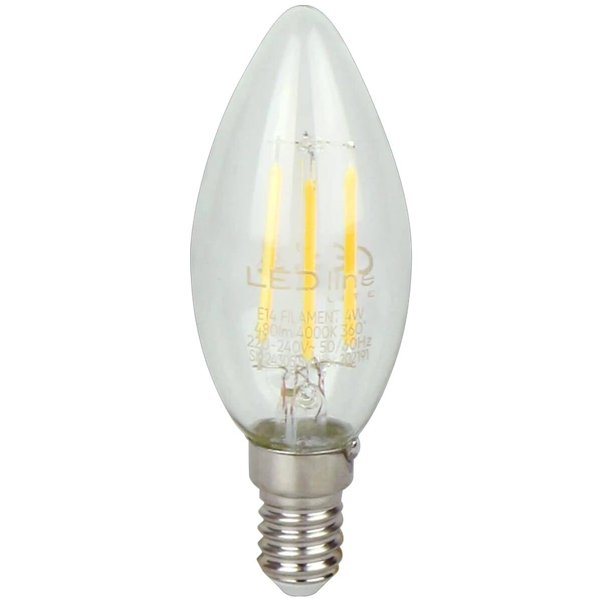 LED Line LED Kaarslamp C35 E14 Helder - 4W 480lm 4000K - Neutraalwit - Vervangt 35W-0
