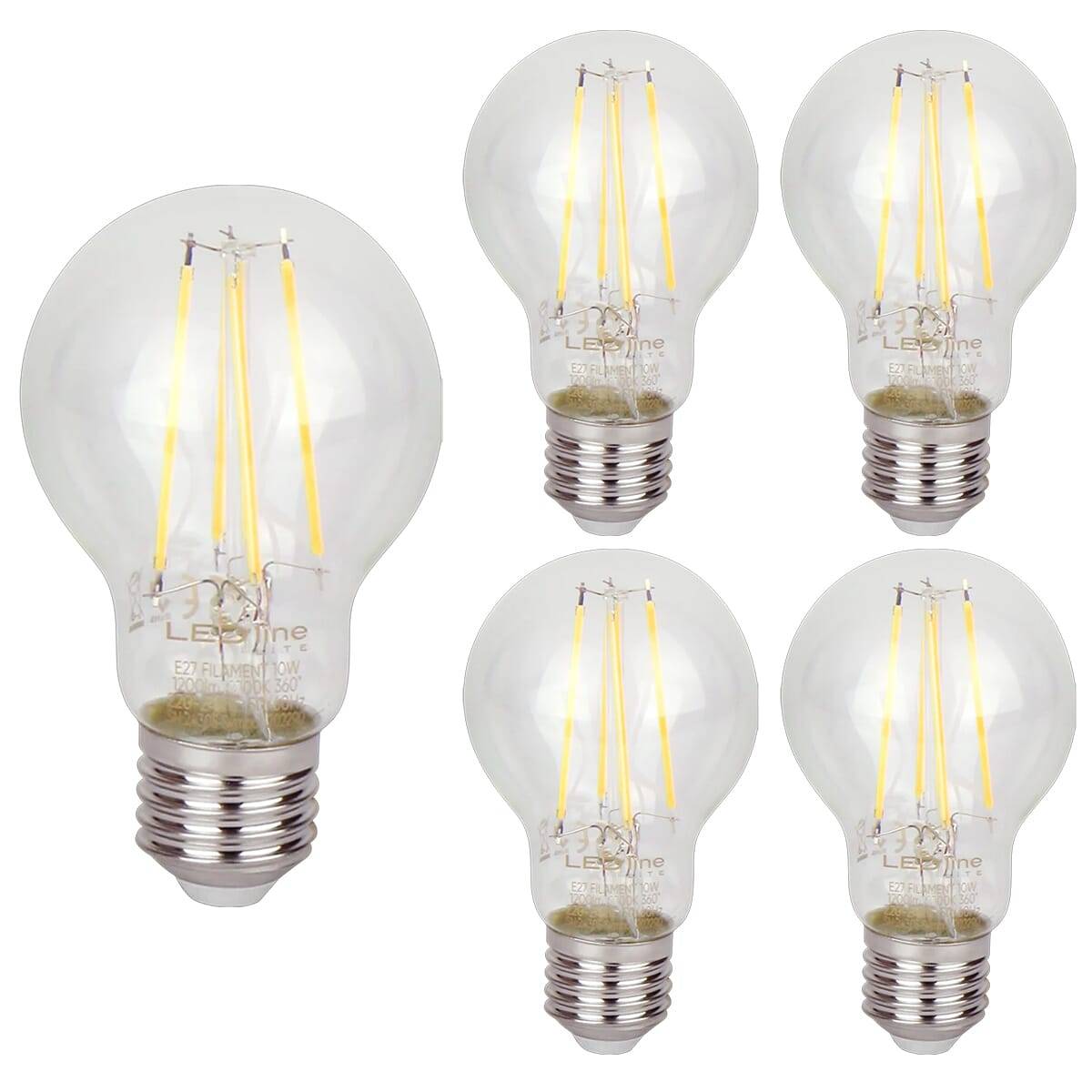 LED Line LED Peerlamp A60 E27 Helder - 10W 1200lm 2700K - Extra Warmwit - Vervangt 60W - 5 stuks