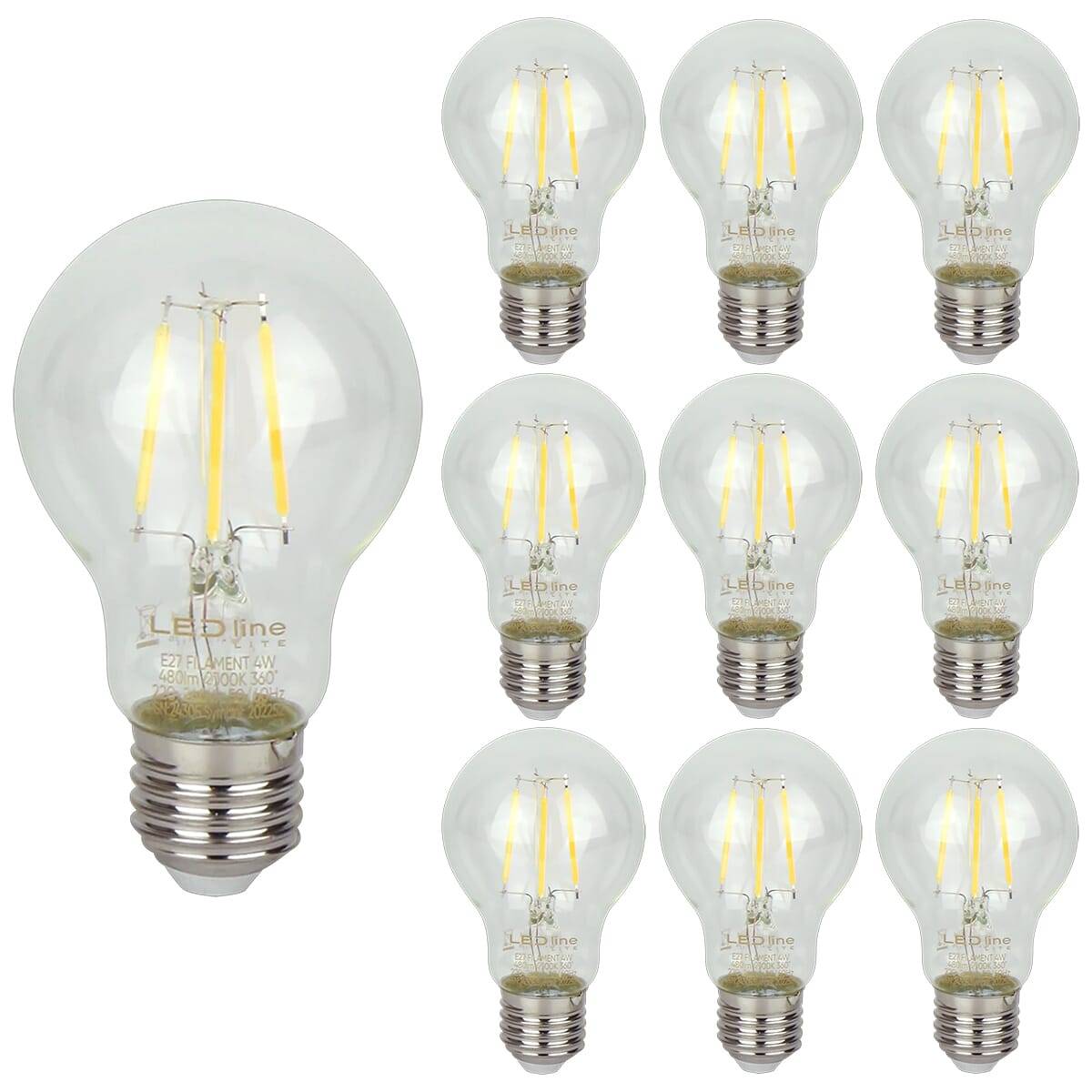 LED Line LED Peerlamp A60 E27 Helder - 4W 480lm 2700K - Extra Warmwit - Vervangt 35W - 10 stuks