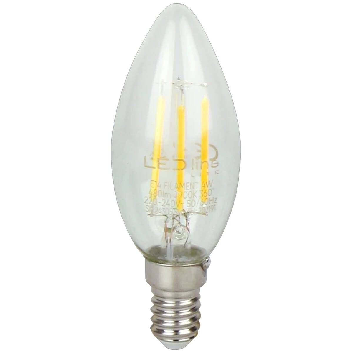 LED Line LED Kaarslamp C35 E14 Helder - 4W 480lm 2700K - Warmwit - Vervangt 35W-0
