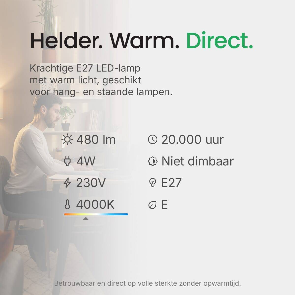 LED Line LED Peerlamp A60 E27 Helder - 4W 480lm 4000K - Neutraalwit - Vervangt 35W-3