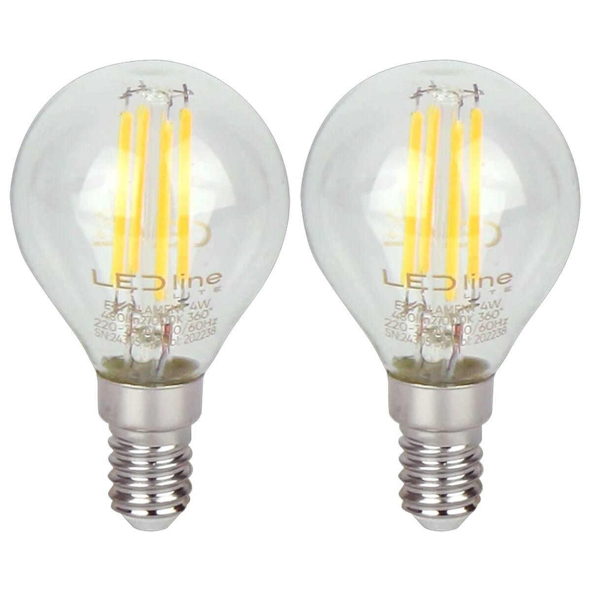LED Line LED Kogellamp P45 E14 Helder - 4W 480lm 2700K - Warmwit - Vervangt 35W - 2 stuks-0
