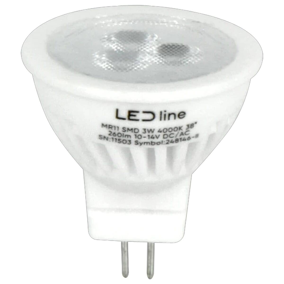 LED Line LED Insteeklamp MR16 GU4 Helder - 3W 260lm 4000K - Neutraalwit - Vervangt 27W - 12V-0