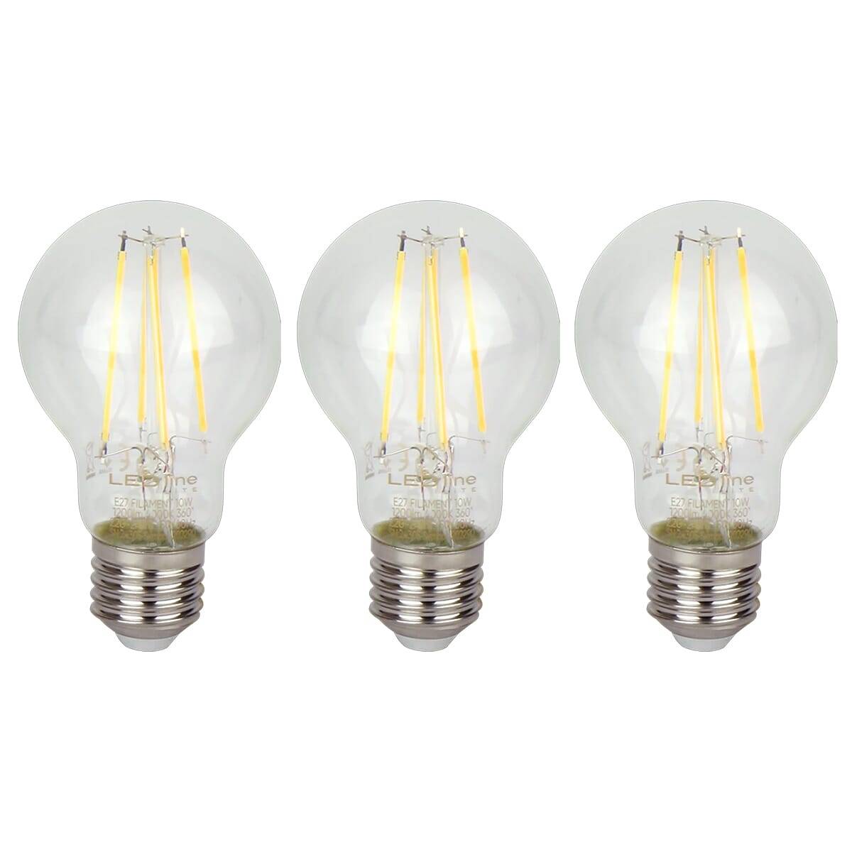 LED Line LED Peerlamp A60 E27 Helder - 10W 1200lm 4000K - Neutraalwit - Vervangt 60W - 3 stuks
