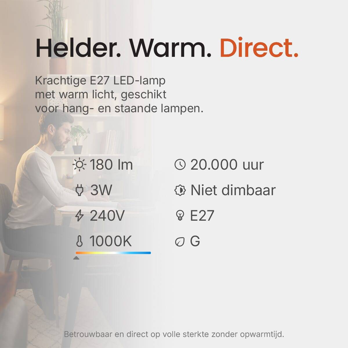 Vito Lighting LED Globelamp G80 E27 Mat - 3W 120lm 2000K - Geel - Vervangt 20W-2