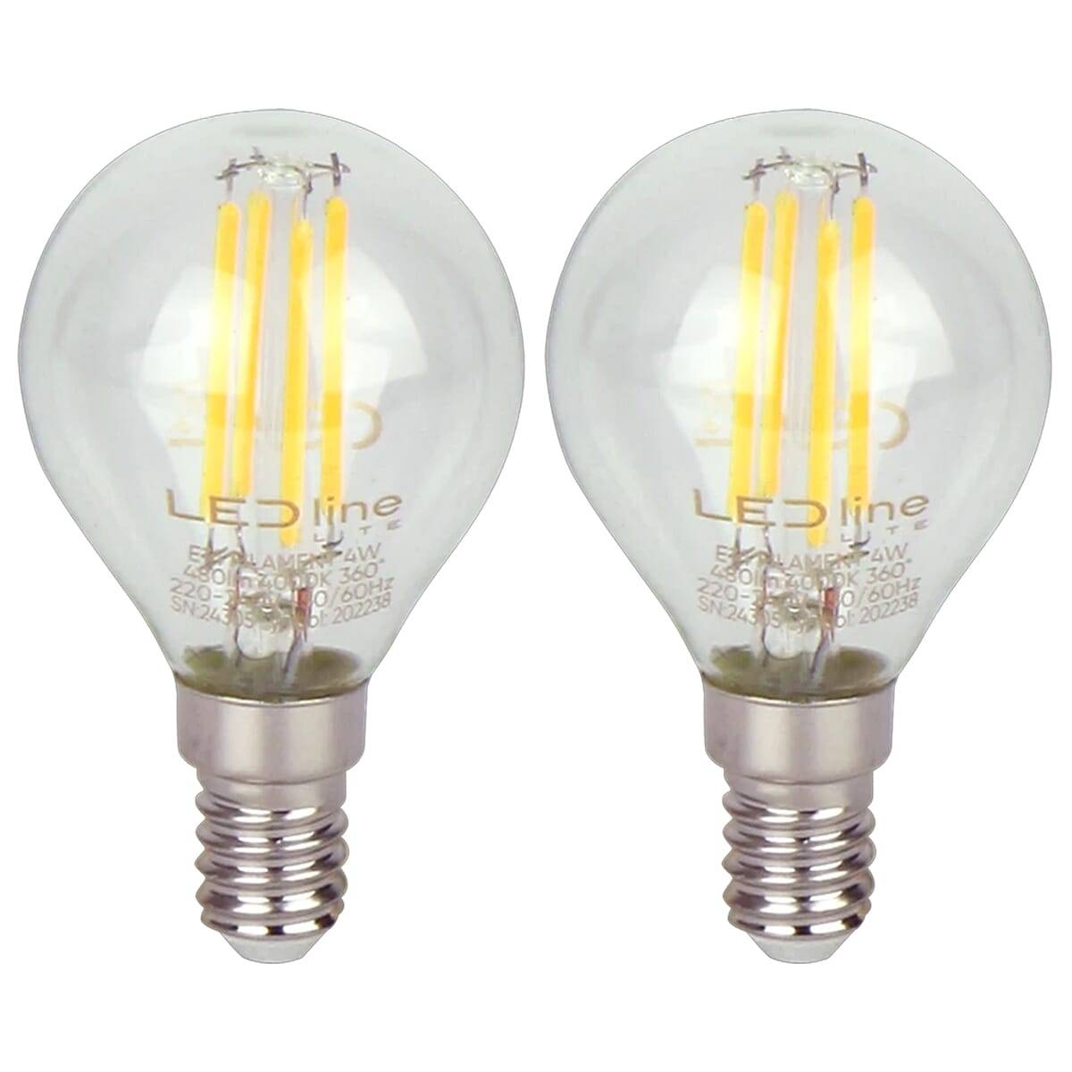 LED Line LED Kogellamp P45 E14 Helder - 4W 480lm 4000K - Neutraalwit - Vervangt 35W - 2 stuks-0