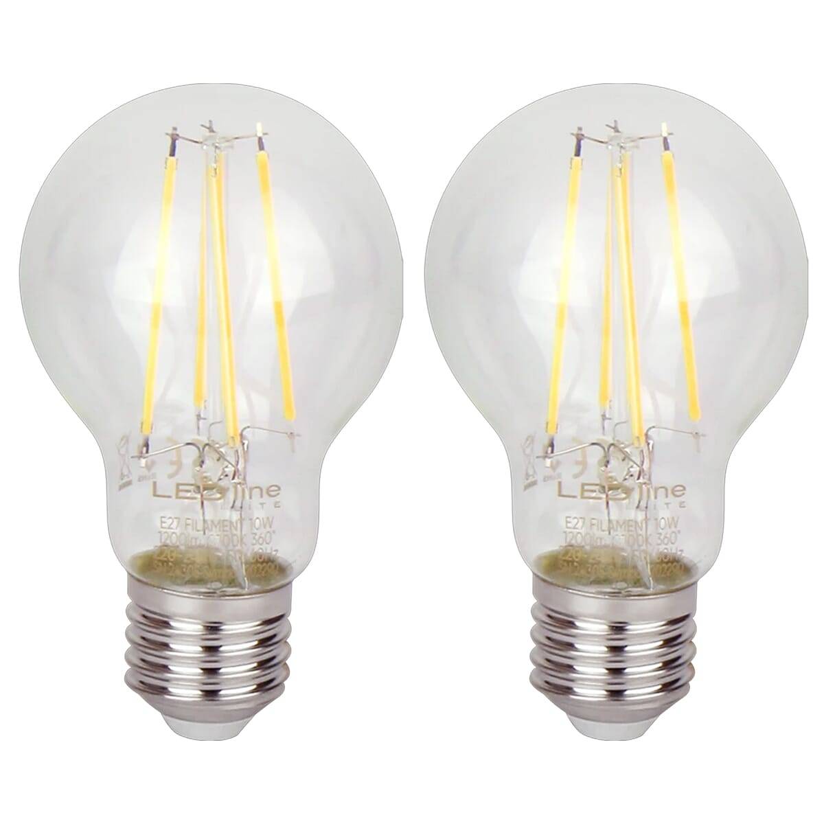 LED Line LED Peerlamp A60 E27 Helder - 10W 1200lm 2700K - Extra Warmwit - Vervangt 60W - 2 stuks