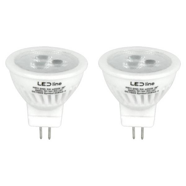 LED Line LED Insteeklamp MR16 GU4 Helder - 3W 260lm 4000K - Neutraalwit - Vervangt 27W - 12V - 2 stuks