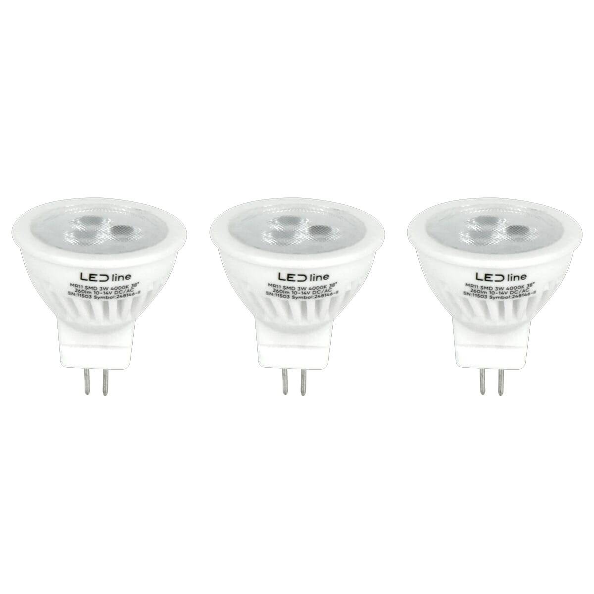 LED Line LED Insteeklamp MR16 GU4 Helder - 3W 260lm 4000K - Neutraalwit - Vervangt 27W - 12V - 3 stuks-0