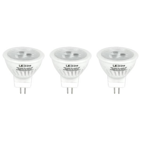 LED Line LED Insteeklamp MR16 GU4 Helder - 3W 260lm 4000K - Neutraalwit - Vervangt 27W - 12V - 3 stuks