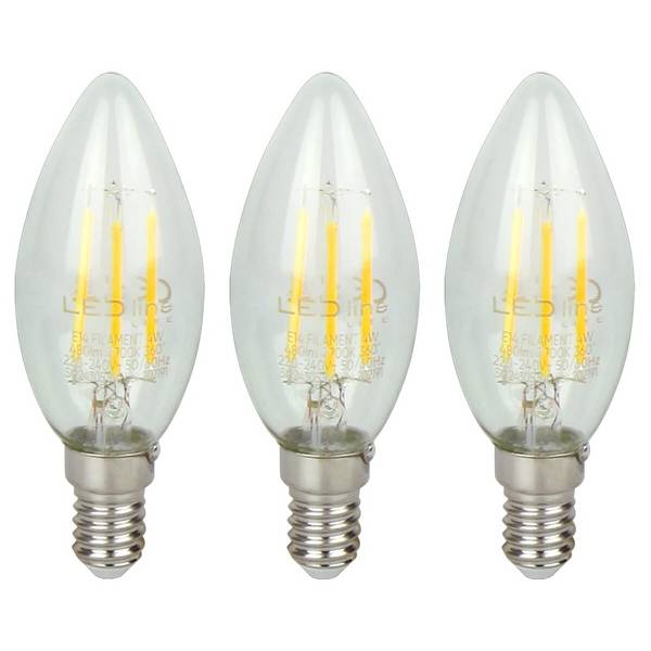 LED Line LED Kaarslamp C35 E14 Helder - 4W 480lm 2700K - Warmwit - Vervangt 35W - 3 stuks