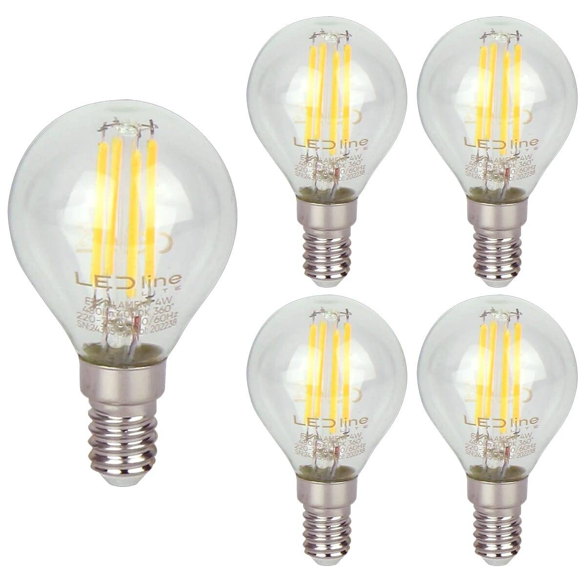 LED Line LED Kogellamp P45 E14 Helder - 4W 480lm 4000K - Neutraalwit - Vervangt 35W - 5 stuks-0