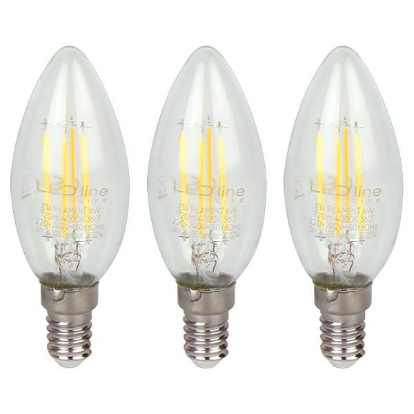 LED Line LED Kaarslamp C35 E14 Helder - 6W 720lm 4000K - Neutraalwit - Vervangt 60W - 3 stuks