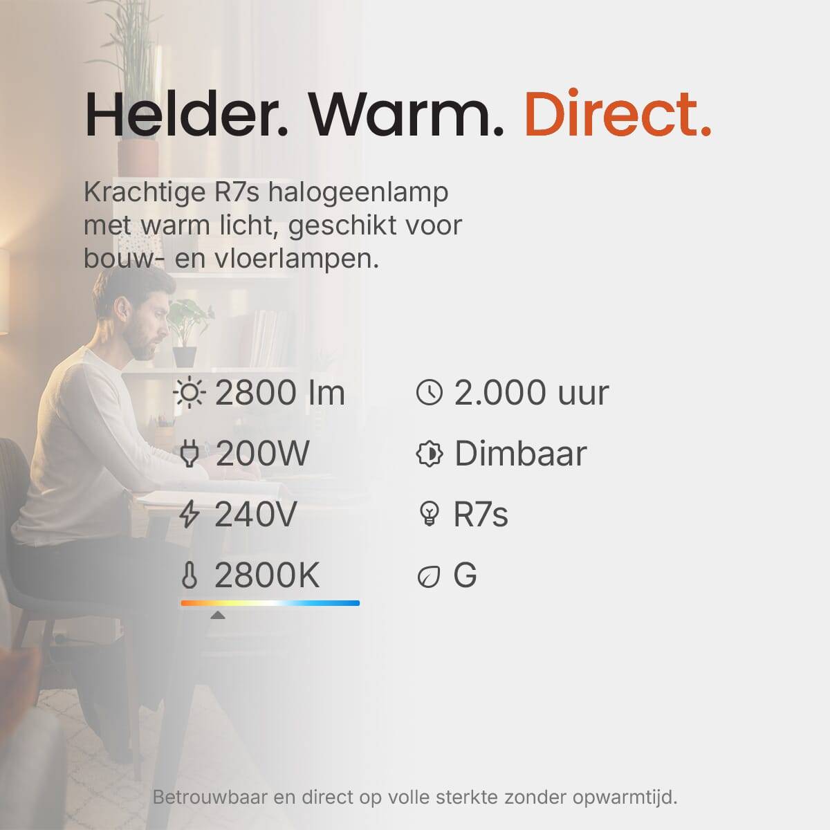 Vito Lighting Eco-Halogeen Staaflamp R7s Helder - 5W 250lm 1400K - Super warmwit Dimbaar-3