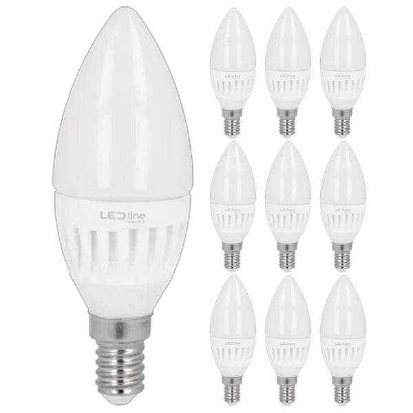 LED Line LED Kaarslamp C35 E14 Mat - 5W 700lm 3000K - Warmwit - Vervangt 35W - 10 stuks
