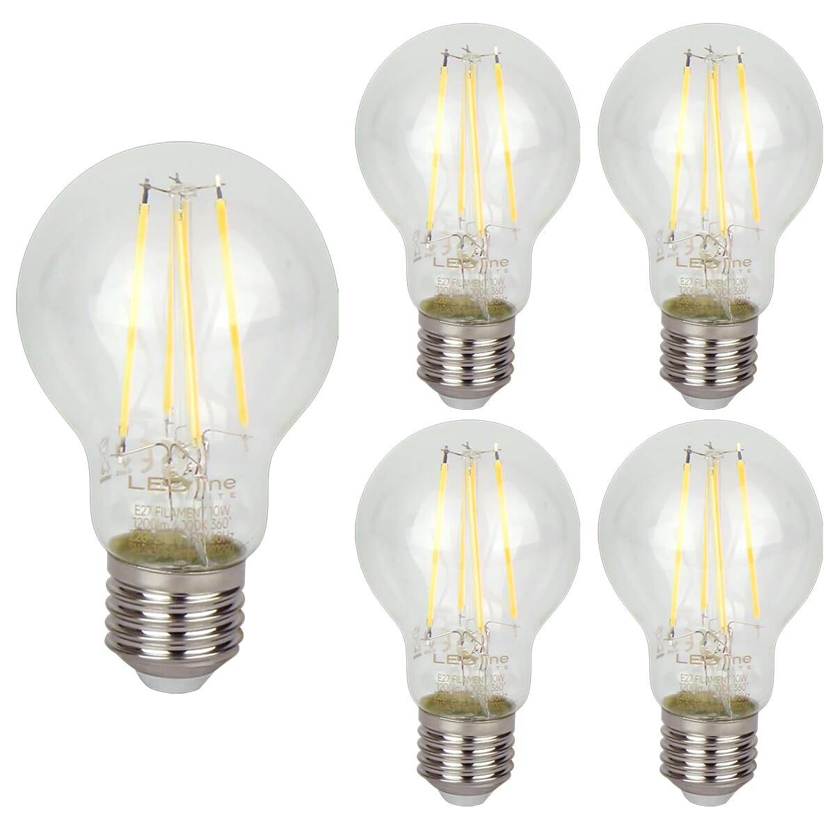 LED Line LED Peerlamp A60 E27 Helder - 10W 1200lm 4000K - Neutraalwit - Vervangt 60W - 5 stuks-0