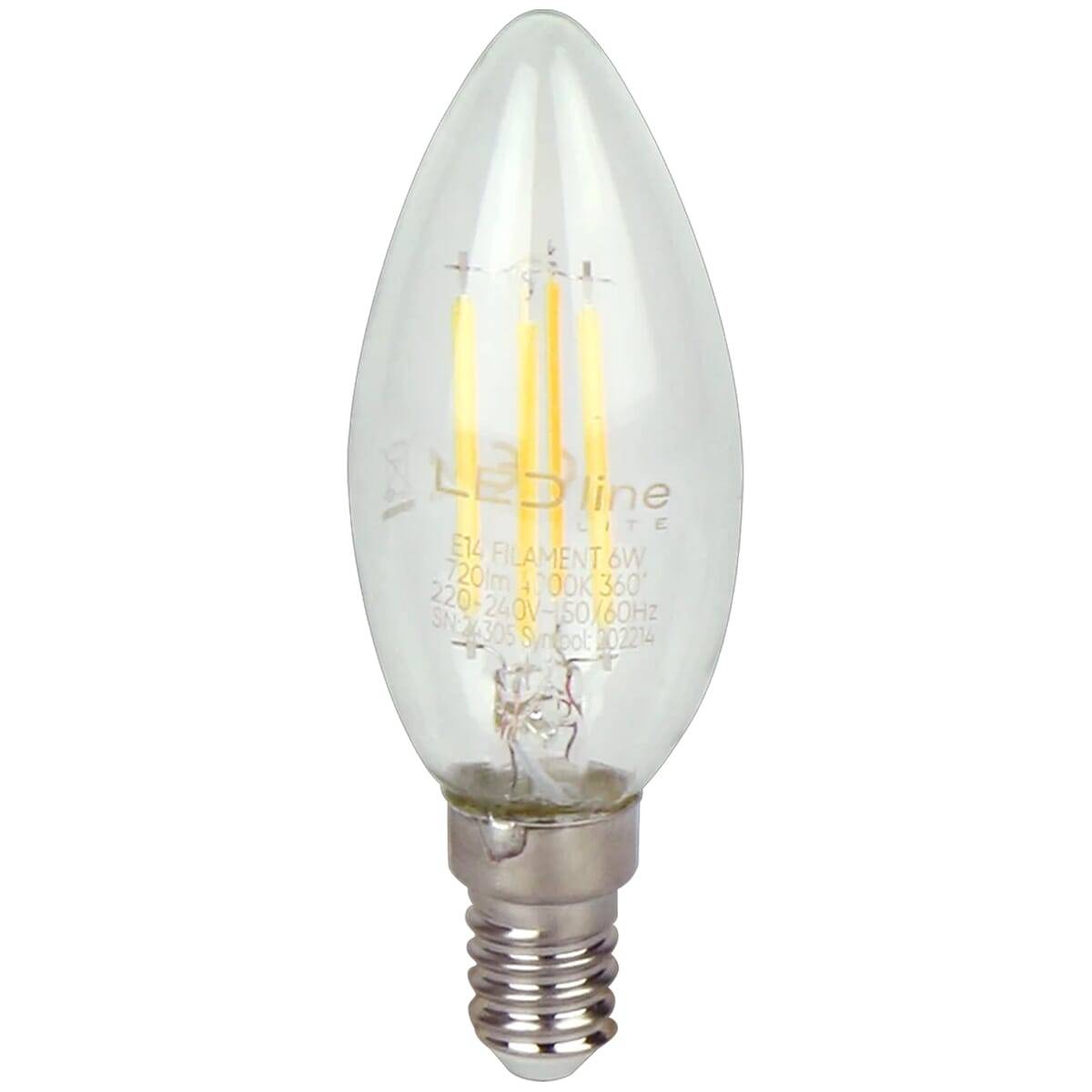 LED Line LED Kaarslamp C35 E14 Helder - 6W 720lm 2700K - Warmwit - Vervangt 60W-0