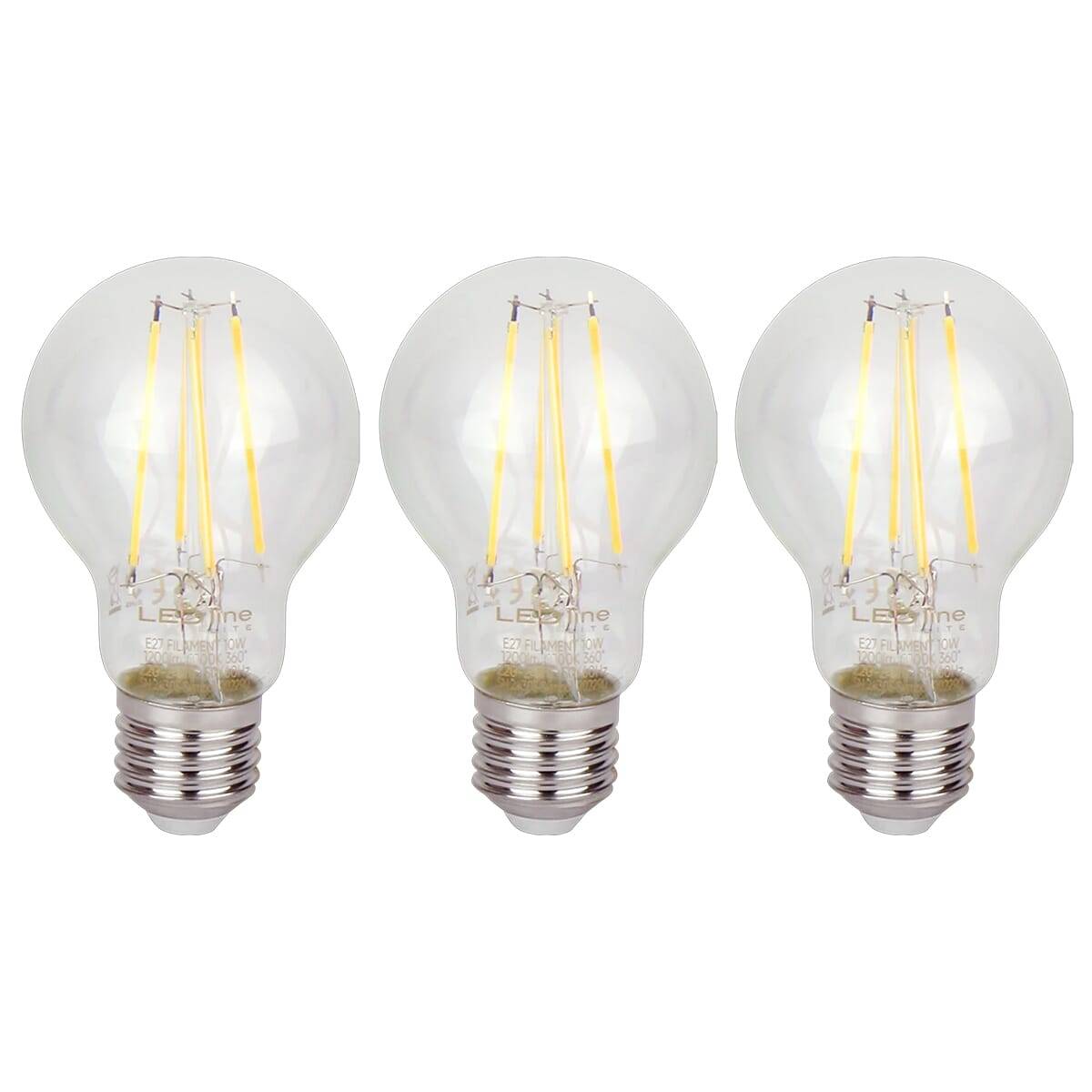 LED Line LED Peerlamp A60 E27 Helder - 10W 1200lm 2700K - Extra Warmwit - Vervangt 60W - 3 stuks