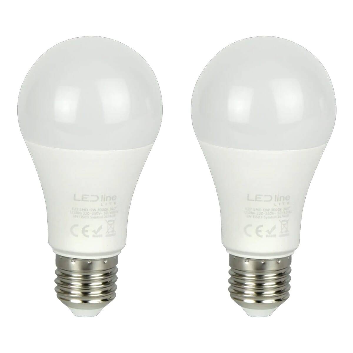 LED Line LED Peerlamp A60 E27 Mat - 12W 1212lm 3000K - Warmwit - Vervangt 100W - 2 stuks-0