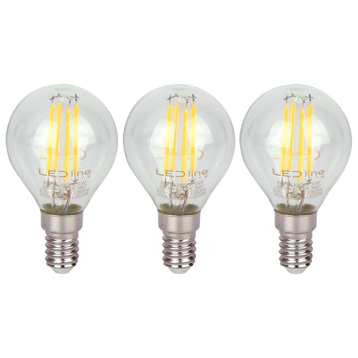LED Line LED Kogellamp P45 E14 Helder - 4W 480lm 4000K - Neutraalwit - Vervangt 35W - 3 stuks-0