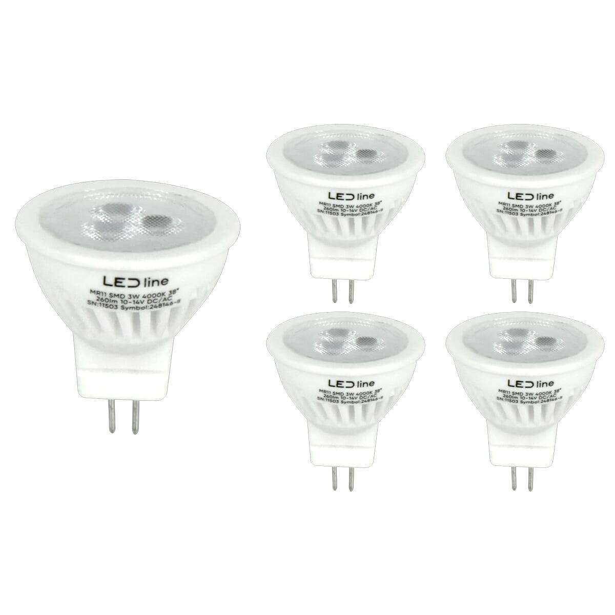 LED Line LED Insteeklamp MR16 GU4 Helder - 3W 260lm 4000K - Neutraalwit - Vervangt 27W - 12V - 5 stuks-0