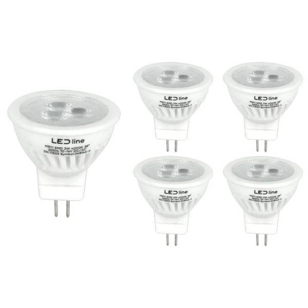 LED Line LED Insteeklamp MR16 GU4 Helder - 3W 260lm 4000K - Neutraalwit - Vervangt 27W - 12V - 5 stuks