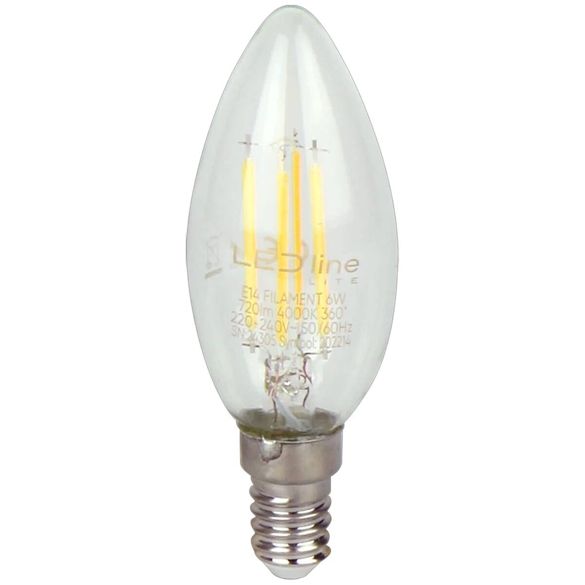 LED Line LED Kaarslamp C35 E14 Helder - 6W 720lm 4000K - Neutraalwit - Vervangt 60W
