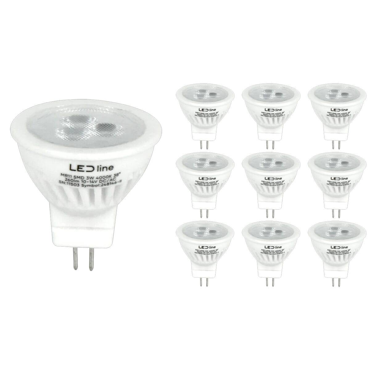 LED Line LED Insteeklamp MR16 GU4 Helder - 3W 260lm 4000K - Neutraalwit - Vervangt 27W - 12V - 10 stuks-0