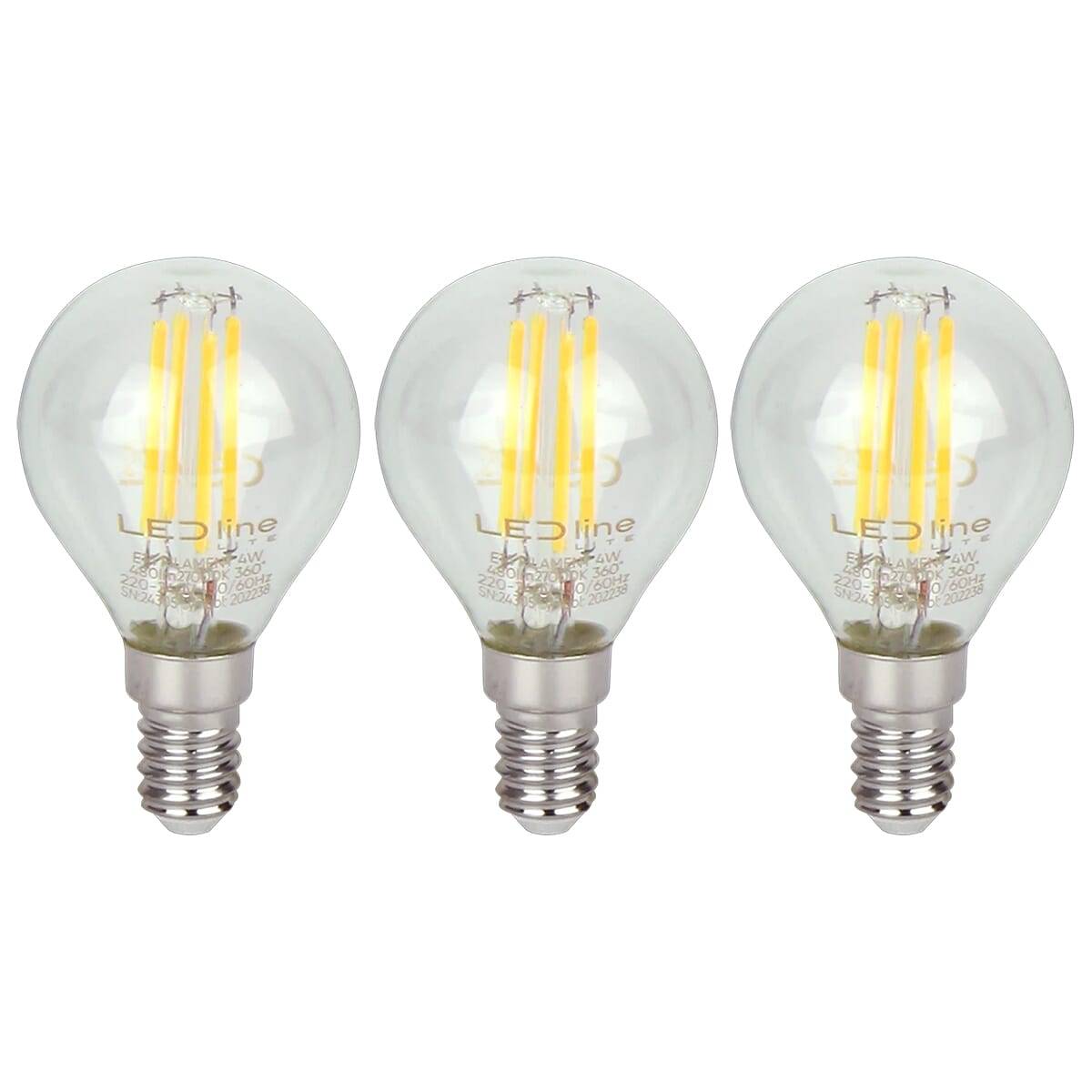 LED Line LED Kogellamp P45 E14 Helder - 4W 480lm 2700K - Warmwit - Vervangt 35W - 3 stuks-0