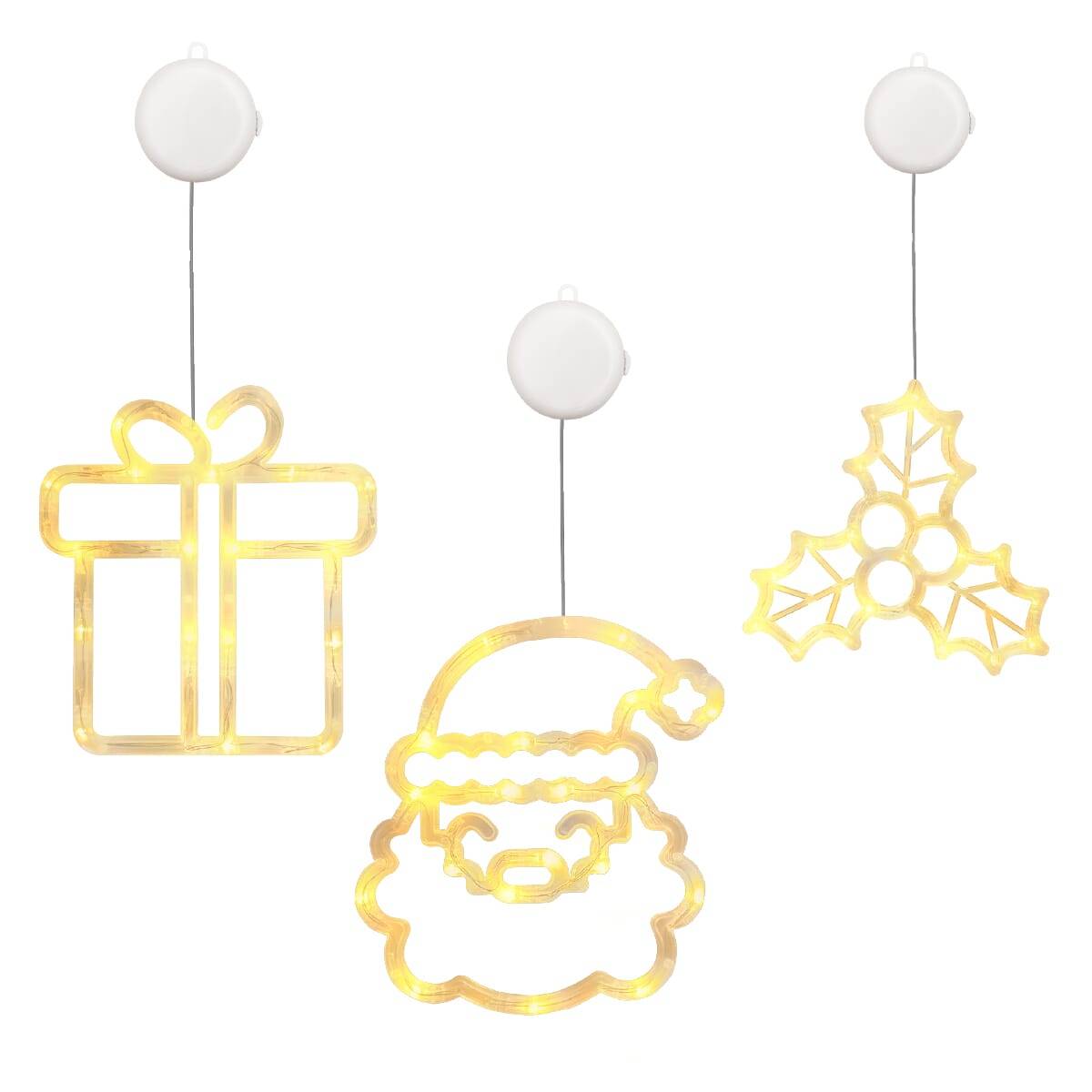 Kerstverlichting Raam Kerstman Gezicht + Kerstcadeau + Mistletoe - ø18cm - Inclusief Batterijen - Kerstversiering met-0