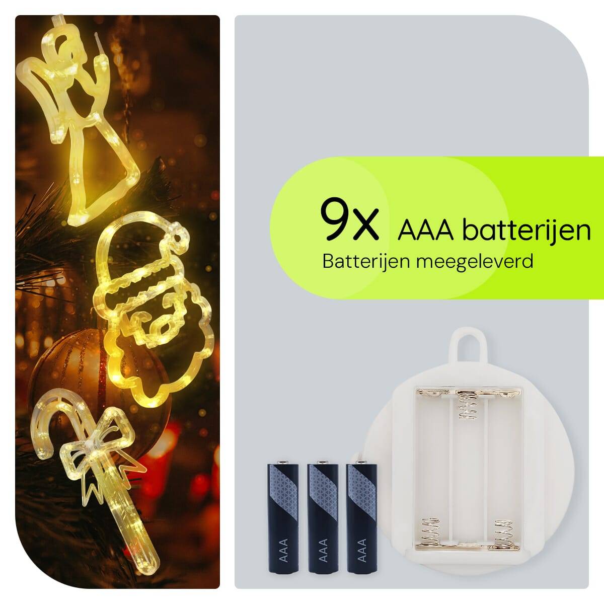 Kerstverlichting Raam Zuurstok + Kerstengel + Kerstman - ø18cm - Inclusief Batterijen - Kerstversiering met Zuignap-3