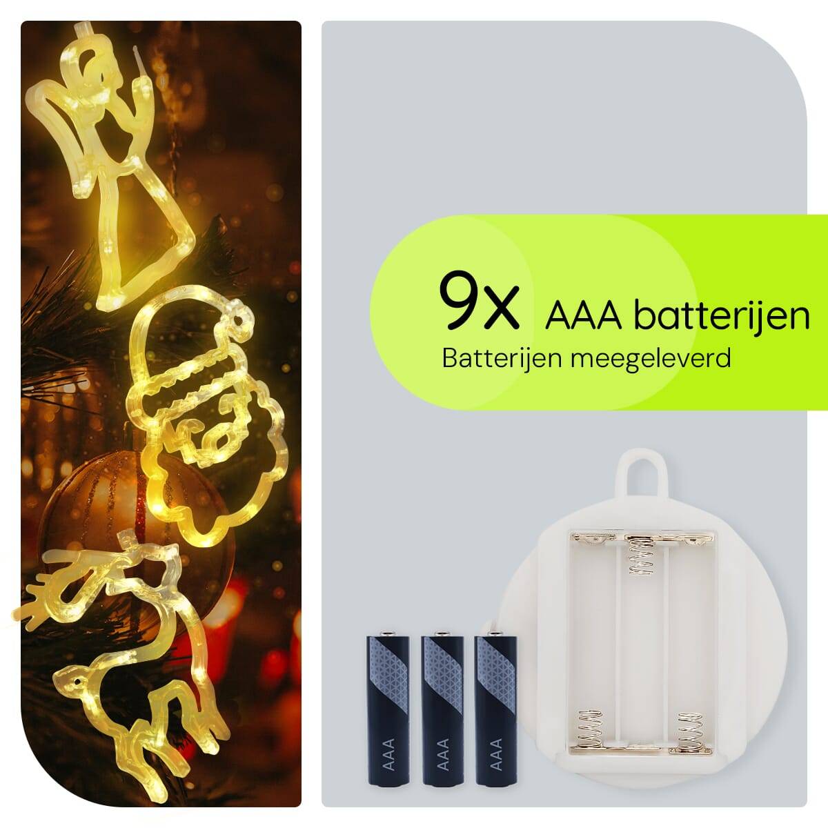 Kerstverlichting Raam Rendier + Kerstengel + Kerstman - ø18cm - Inclusief Batterijen - Kerstversiering met Zuignap-3