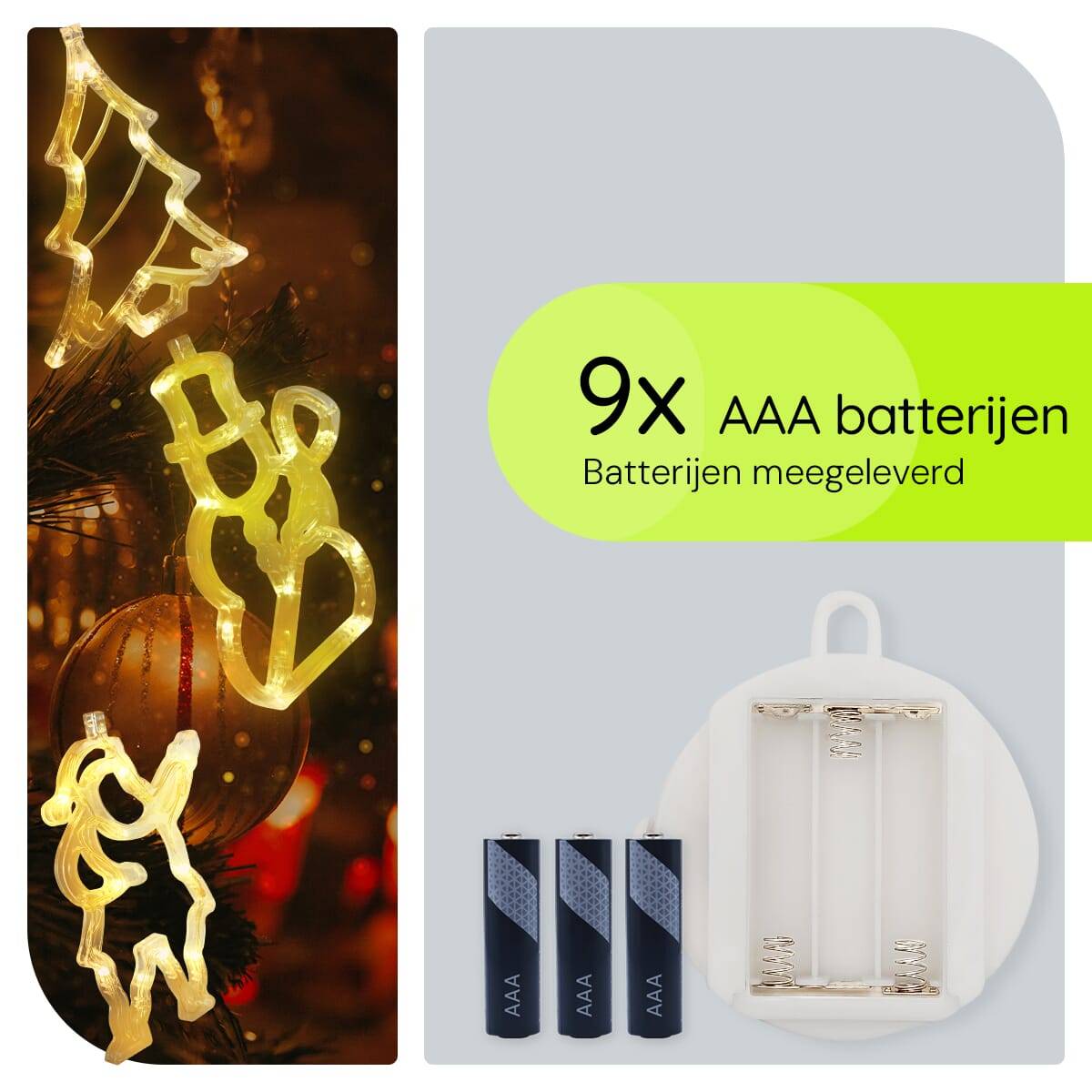 Kerstverlichting Raam Kerstman + Kerstboom + Sneeuwpop met Bezem - ø18cm - Inclusief Batterijen - Kerstversiering met-3