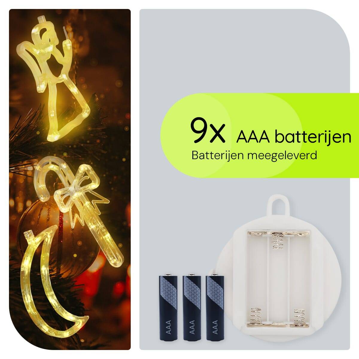 Kerstverlichting Raam Maan + Kerstbel + Kerstengel - ø18cm - Inclusief Batterijen - Kerstversiering met Zuignap-3