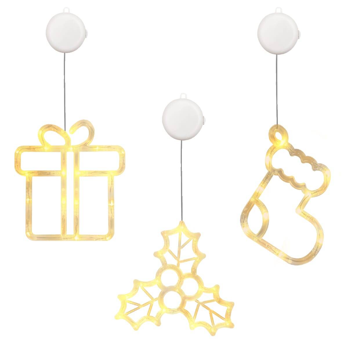 Kerstverlichting Raam Kerstsok + Kerstcadeau + Mistletoe - ø18cm - Inclusief Batterijen - Kerstversiering met Zuignap-0