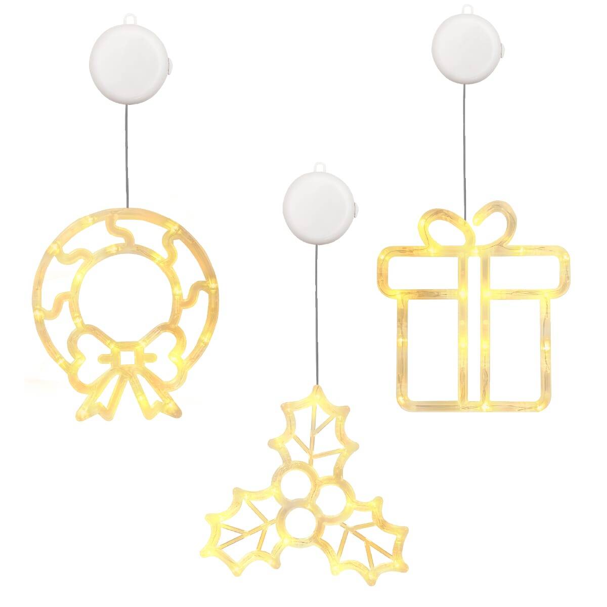 Kerstverlichting Raam Kerstcadeau + Mistletoe + Kerstkrans - ø18cm - Inclusief Batterijen - Kerstversiering met Zuignap-0