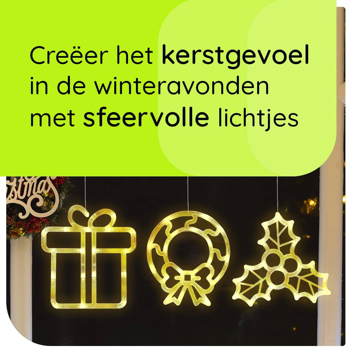 Kerstverlichting Raam Kerstcadeau + Mistletoe + Kerstkrans - ø18cm - Inclusief Batterijen - Kerstversiering met Zuignap-2