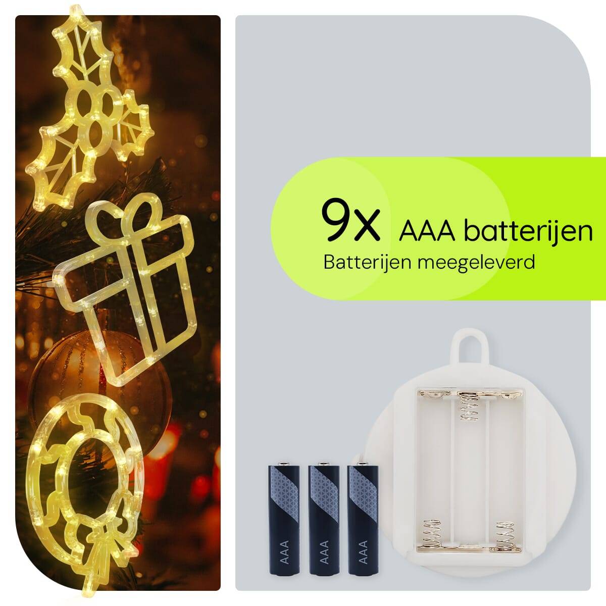 Kerstverlichting Raam Kerstcadeau + Mistletoe + Kerstkrans - ø18cm - Inclusief Batterijen - Kerstversiering met Zuignap-3