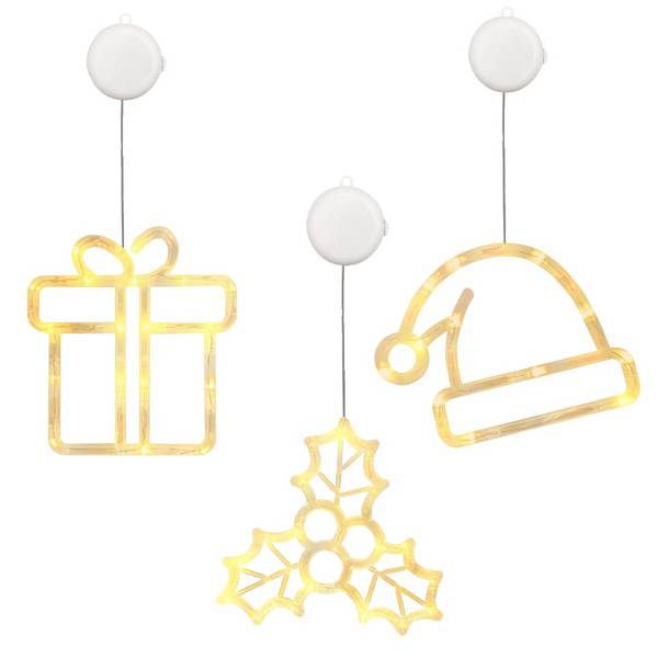 Kerstverlichting Raam Kerstmuts + Kerstcadeau + Mistletoe - ø18cm - Inclusief Batterijen - Kerstversiering met Zuignap