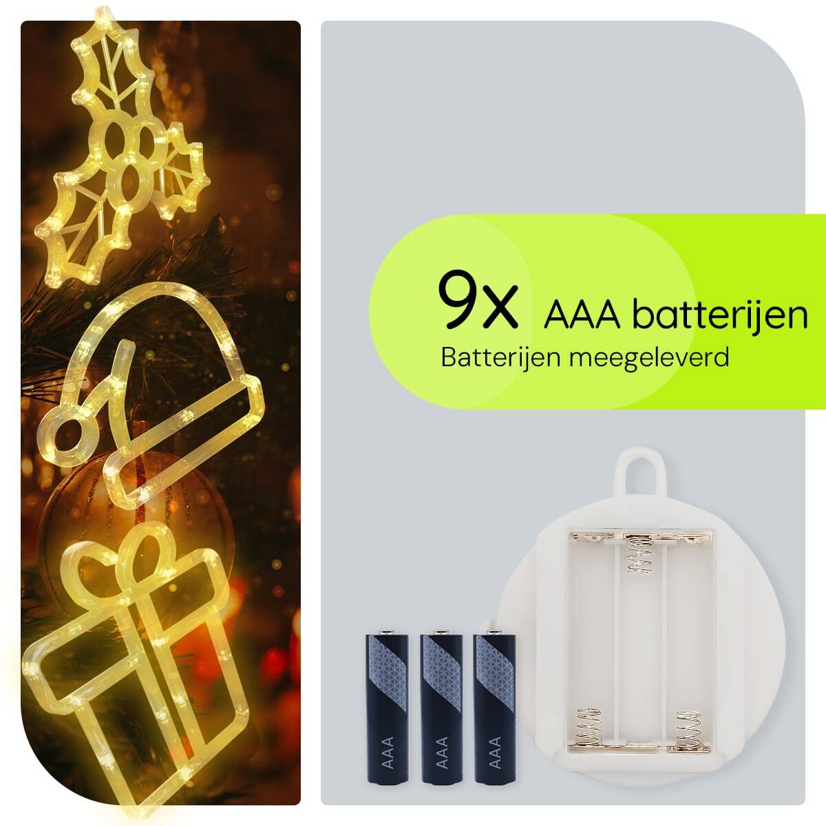 Kerstverlichting Raam Kerstmuts + Kerstcadeau + Mistletoe - ø18cm - Inclusief Batterijen - Kerstversiering met Zuignap-3