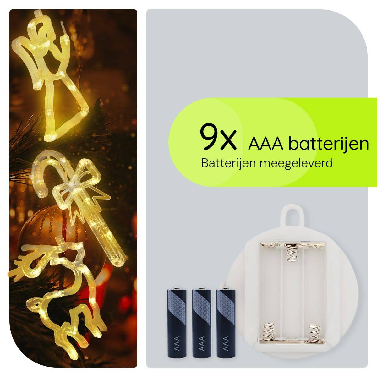 Kerstverlichting Raam Rendier + Kerstbel + Kerstengel - ø18cm - Inclusief Batterijen - Kerstversiering met Zuignap-3