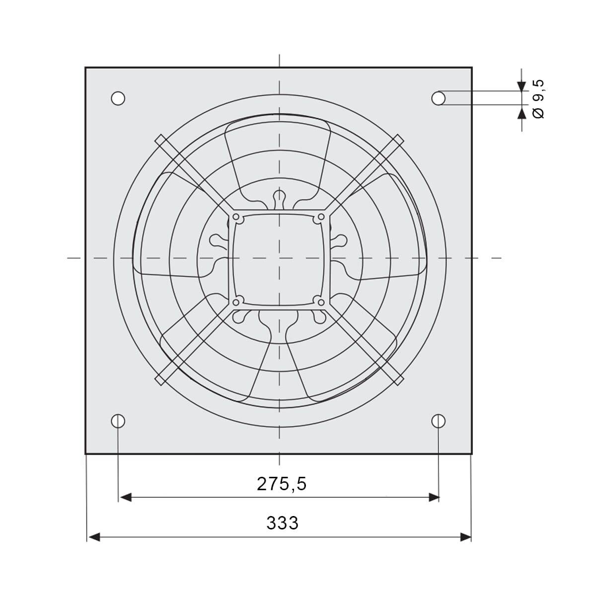 Soler & Palau HXM-250 Muurventilator - 230V AC - 30W - 810 m³/h - 48dB - IP44 - HXM-250-2