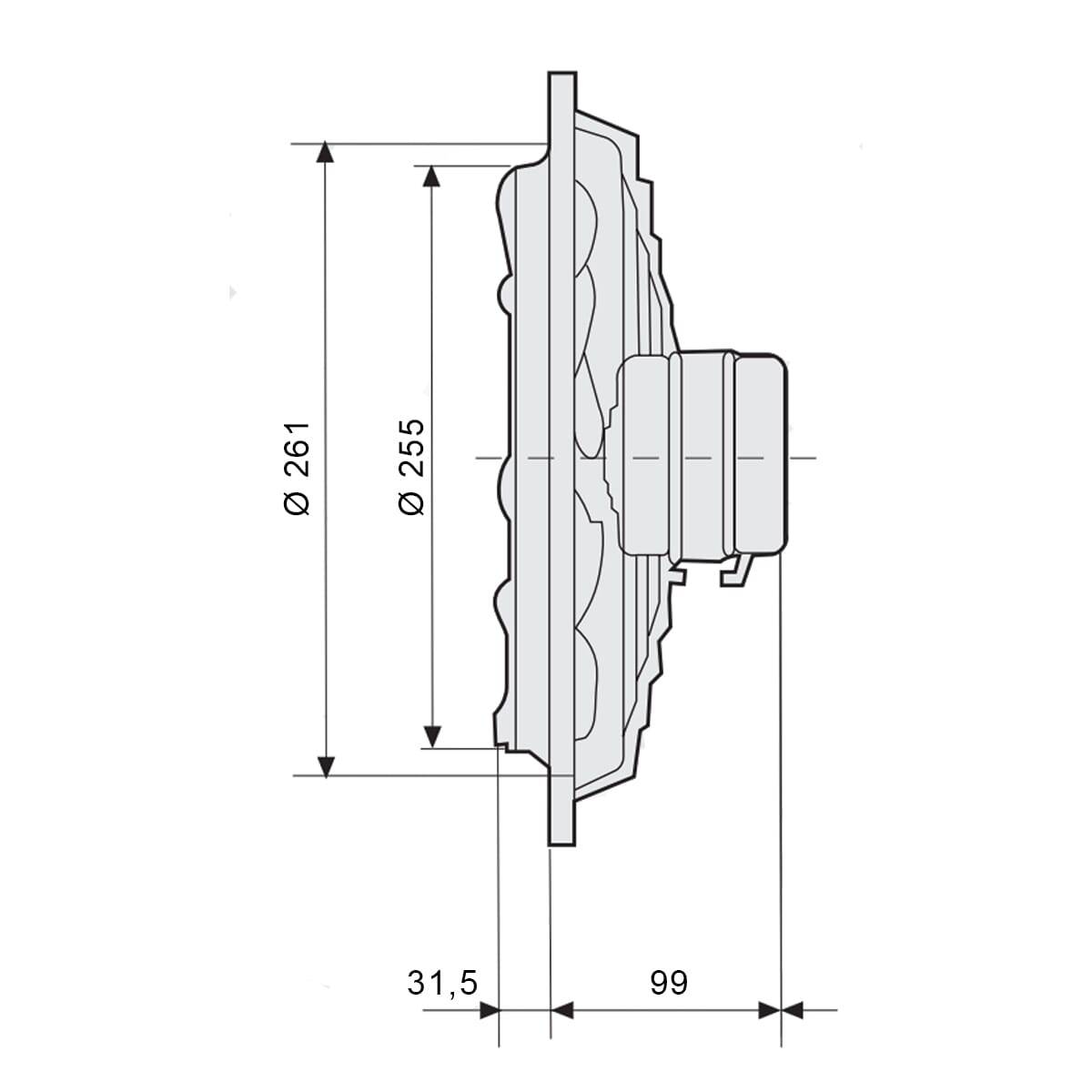 Soler & Palau HXM-250 Muurventilator - 230V AC - 30W - 810 m³/h - 48dB - IP44 - HXM-250-3