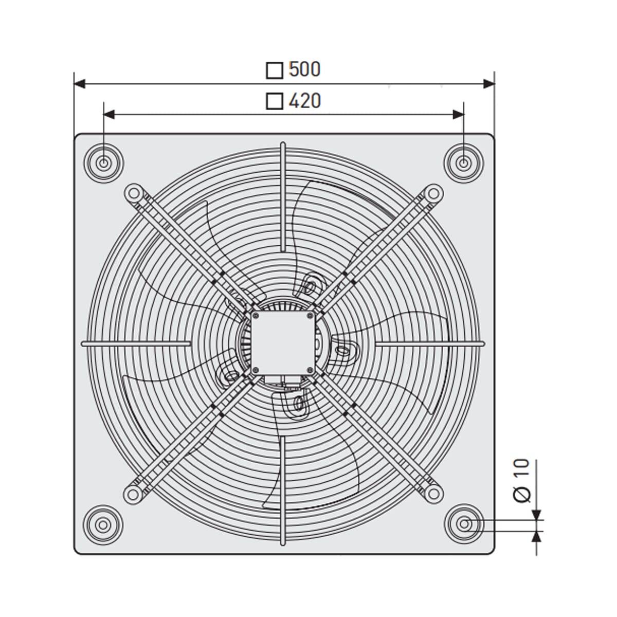 Soler & Palau HXM-400 Muurventilator - 230V AC - 151W - 3670 m³/h - 56dB - IP44 - HXM-400-2