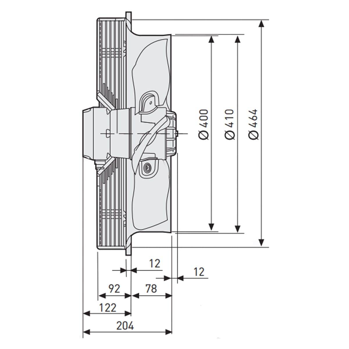 Soler & Palau HXM-400 Muurventilator - 230V AC - 151W - 3670 m³/h - 56dB - IP44 - HXM-400-3