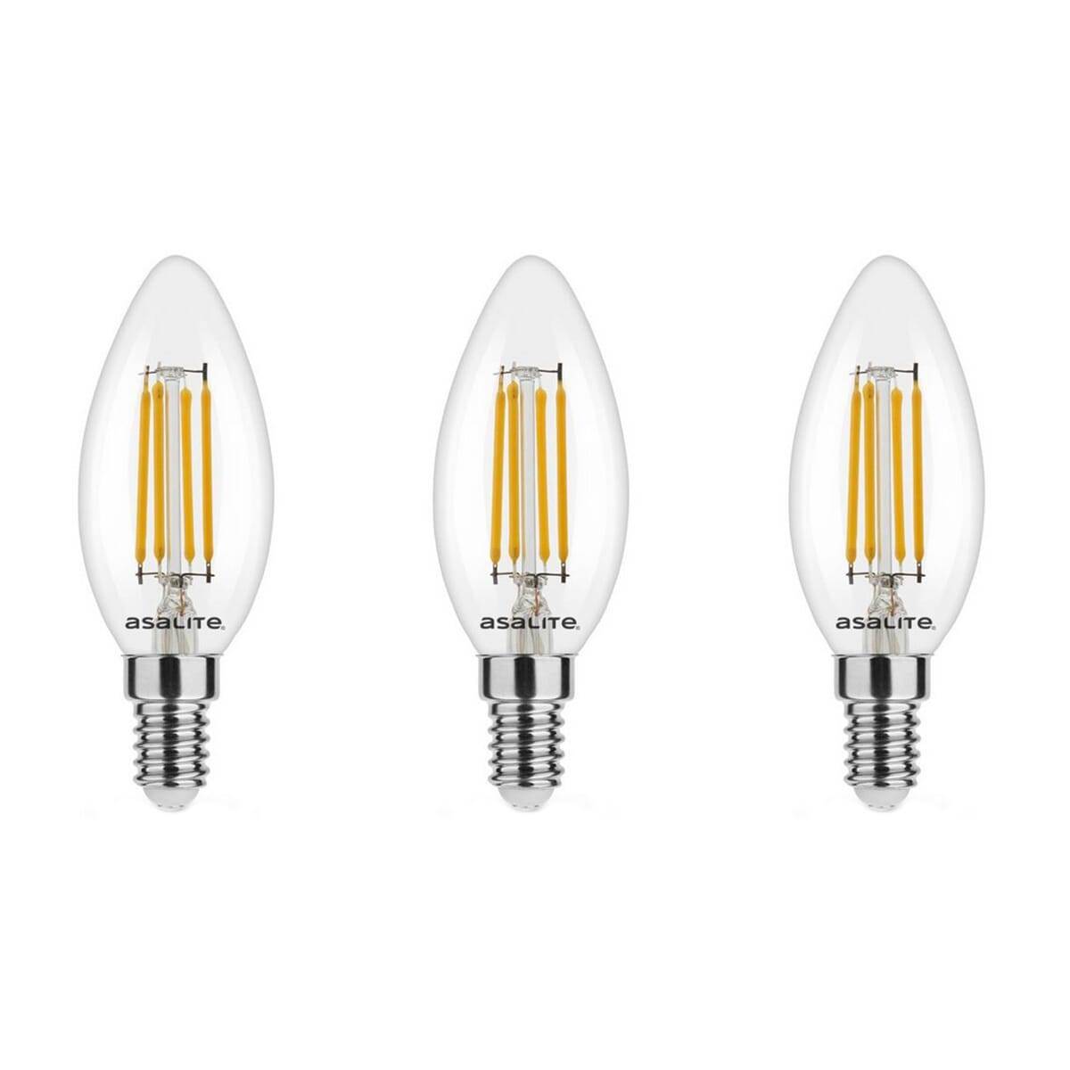 Asalite LED Kaarslamp C35 E14 Helder - 4W 400lm 4000K - Neutraalwit - Vervangt 35W - 3 stuks-0