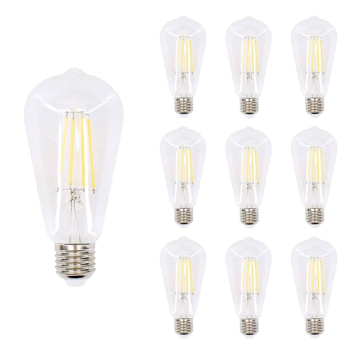 Bemko LED Filamentlamp Edison ST64 E27 Helder - 7W 700lm 4000K - Neutraalwit - Vervangt 53W - 10 stuks-0